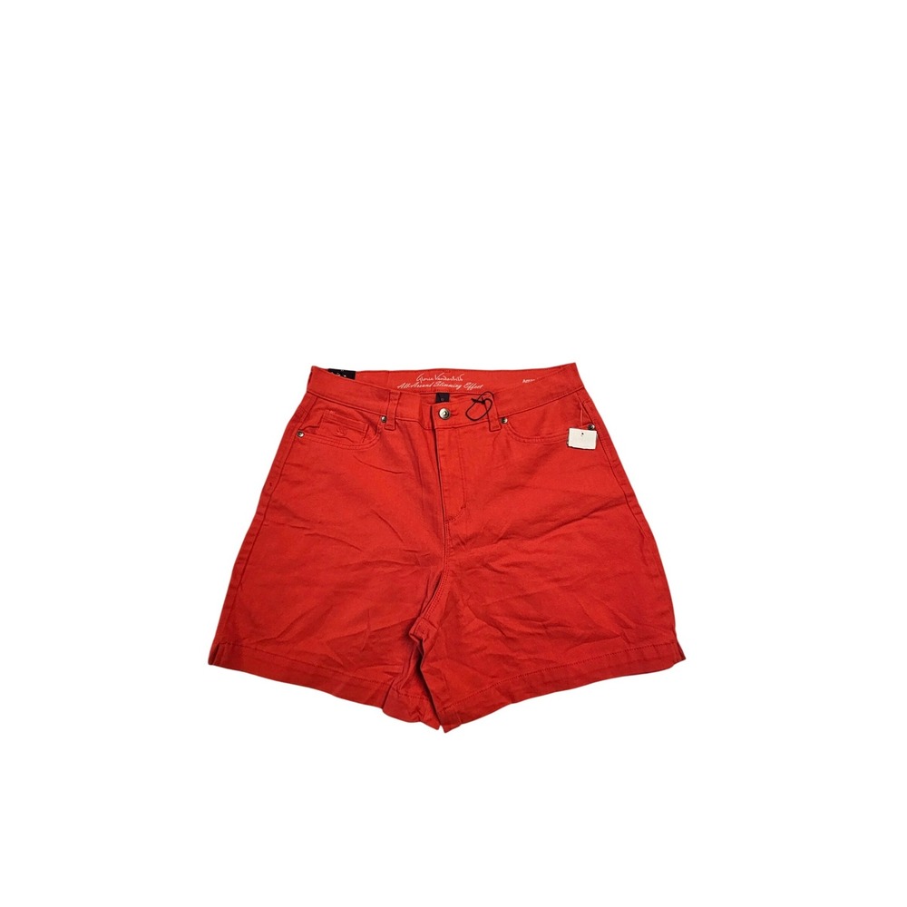 Gloria Vanderbilt Amanda Shorts Red Classic Rise Short Length Womens 12 NEW